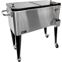 AXI Retro Cooler INOX | Réfrigérateur De Boissons Mobile pour L’Extérieur/Le Jardin | Glacière 76 Litre