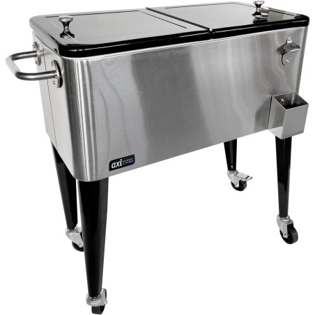 AXI Retro Cooler INOX | Réfrigérateur De Boissons Mobile pour L’Extérieur/Le Jardin | Glacière 76 Litre