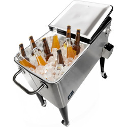 AXI Retro Cooler INOX | Réfrigérateur De Boissons Mobile pour L’Extérieur/Le Jardin | Glacière 76 Litre