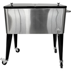 AXI Retro Cooler INOX | Réfrigérateur De Boissons Mobile pour L’Extérieur/Le Jardin | Glacière 76 Litre