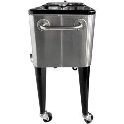 AXI Retro Cooler INOX | Réfrigérateur De Boissons Mobile pour L’Extérieur/Le Jardin | Glacière 76 Litre