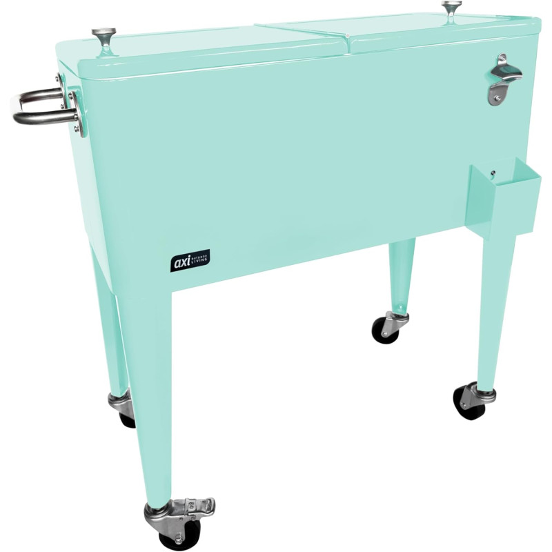 AXI Retro Cooler Menthe | Réfrigérateur De Boissons Mobile pour L'Extérieur/Le Jardin | Glacière 76 Litre