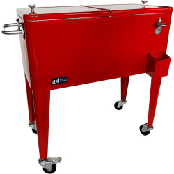 AXI Retro Cooler Rouge | Réfrigérateur De Boissons Mobile pour L'Extérieur/Le Jardin | Glacière 76 Litre