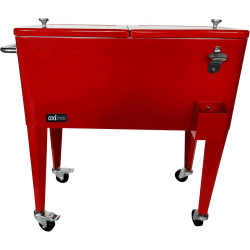 AXI Retro Cooler Rouge | Réfrigérateur De Boissons Mobile pour L'Extérieur/Le Jardin | Glacière 76 Litre