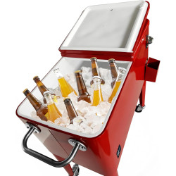 AXI Retro Cooler Rouge | Réfrigérateur De Boissons Mobile pour L'Extérieur/Le Jardin | Glacière 76 Litre