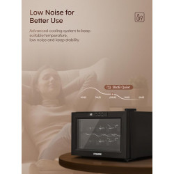 FOHERE Cave à vin pour 8 Bouteilles, Réfrigérateur à vin de Table Avec Porte en Verre, 22 Litres LED + Affichage Numérique, Réfr
