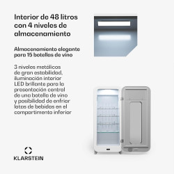 Klarstein - Cave à vin autonome - 1 zone - Petite armoire à vin - Avec porte en verre - Pour l'intérieur et l'extérieur - 15 bou