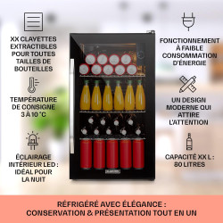 KLARSTEIN Mini Frigo de Chambre et Bureau pour Boisson, Petit Frigo Silencieux, Refrigerateur Mini Bar 80L, Petit Réfrigérateur 