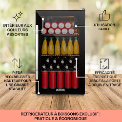 KLARSTEIN Mini Frigo de Chambre et Bureau pour Boisson, Petit Frigo Silencieux, Refrigerateur Mini Bar 80L, Petit Réfrigérateur 