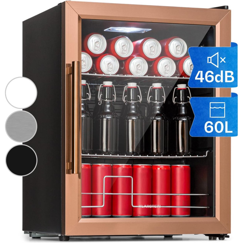 KLARSTEIN Mini Frigo de Chambre de 60L pour Boissons et Bieres, Petit Frigo Silencieux, Mini Bar Intérieur/Ext, Petit Refrigerat