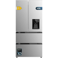 Cecotec Refrigerateur Congelateur 4 Portes Française Bolero CoolMarket FD 436 WD Inox E. Réfrigérateur 436L, inox, distributeur 