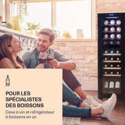 KLARSTEIN Bodega - cave à vin deux zones, porte vitrée, 74 l 27 bouteilles - noir, (HEA-Bodega-27)