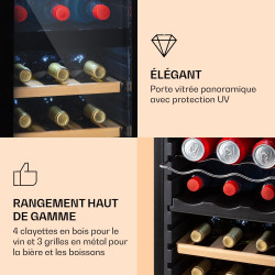 KLARSTEIN Bodega - cave à vin deux zones, porte vitrée, 74 l 27 bouteilles - noir, (HEA-Bodega-27)