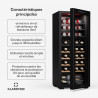 Klarstein Bovella 36 Duo+ Cave à Vin - 36 Bouteilles, 2 Zones, 5-18°C, Commande Tactile, Éclairage LED, Protection UV, Cave à Vi
