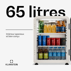 Klarstein Audrey Evo Réfrigérateur à boissons 65 L - Réfrigérateur à boissons avec porte vitrée, éclairage LED, température régl