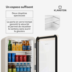 Klarstein Audrey Evo Réfrigérateur à boissons 65 L - Réfrigérateur à boissons avec porte vitrée, éclairage LED, température régl