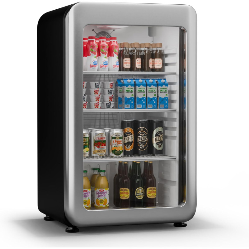 Klarstein Audrey Evo Réfrigérateur à boissons - 93 L Vitrine réfrigérée à boissons, Porte à double vitrage, Éclairage LED, Tempé