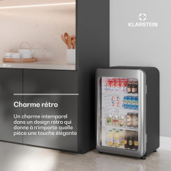 Klarstein Audrey Evo Réfrigérateur à boissons - 93 L Vitrine réfrigérée à boissons, Porte à double vitrage, Éclairage LED, Tempé