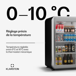 Klarstein Audrey Evo Réfrigérateur à boissons - 93 L Vitrine réfrigérée à boissons, Porte à double vitrage, Éclairage LED, Tempé