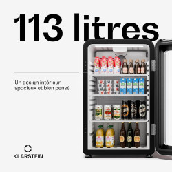 Klarstein Audrey Evo Réfrigérateur à boissons - 113 L, Porte à double vitrage, LED, Thermostat mécanique, Température 0-10°C, De