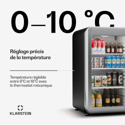 Klarstein Audrey Evo Réfrigérateur à boissons - 113 L, Porte à double vitrage, LED, Thermostat mécanique, Température 0-10°C, De