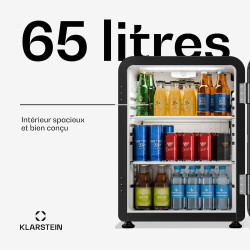 Klarstein Audrey Evo Réfrigérateur à boissons 65 L - Réfrigérateur à boissons avec porte vitrée, éclairage LED, température régl