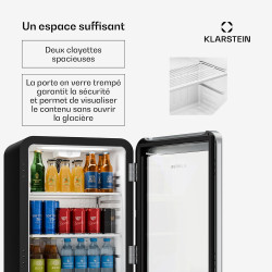 Klarstein Audrey Evo Réfrigérateur à boissons 65 L - Réfrigérateur à boissons avec porte vitrée, éclairage LED, température régl