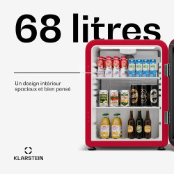 Klarstein Audrey Evo Réfrigérateur à boissons - 68 L, Porte à double vitrage, LED, Thermostat mécanique, 0-10°C, Classe Énergéti