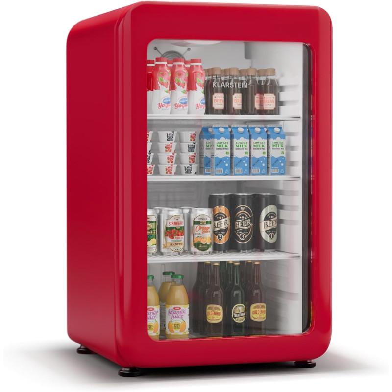 Klarstein Audrey Evo Réfrigérateur à boissons - 113 L, Porte à double vitrage, LED, Température 0-10°C, Design rétro, Classe Éne