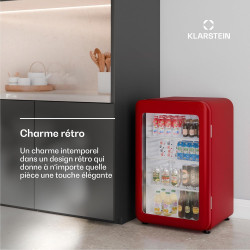 Klarstein Audrey Evo Réfrigérateur à boissons - 113 L, Porte à double vitrage, LED, Température 0-10°C, Design rétro, Classe Éne
