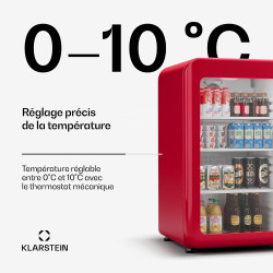 Klarstein Audrey Evo Réfrigérateur à boissons - 113 L, Porte à double vitrage, LED, Température 0-10°C, Design rétro, Classe Éne