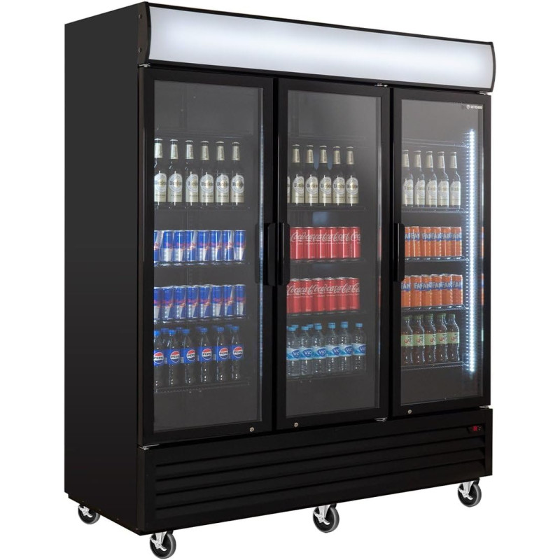 GastroHero Réfrigérateur à boissons ECO 1500 avec portes rabattables et élément lumineux pour la restauration