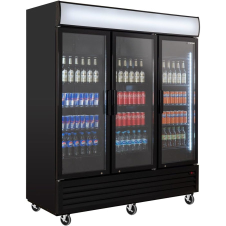 GastroHero Réfrigérateur à boissons ECO 1500 avec portes rabattables et élément lumineux pour la restauration
