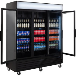 GastroHero Réfrigérateur à boissons ECO 1500 avec portes rabattables et élément lumineux pour la restauration