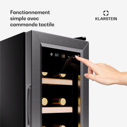 KLARSTEIN Cave a Vin, Caves à Vin de Conservation de 32L, Porte en Verre, Cave a Vins à Zone Unique, Bar Int/Ext, Frigo Vin, Arm