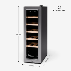 KLARSTEIN Cave a Vin, Caves à Vin de Conservation de 32L, Porte en Verre, Cave a Vins à Zone Unique, Bar Int/Ext, Frigo Vin, Arm