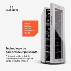 KLARSTEIN Cave a Vin, Caves à Vin de Conservation avec Porte en Verre, Cave a Vins à Double Zone, Bar Int/Ext, Frigo Vin, Armoir