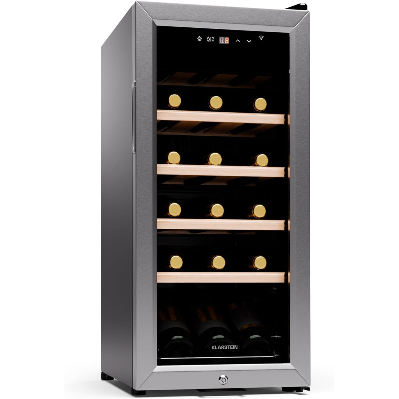 KLARSTEIN Cave a Vin, Caves à Vin de Conservation de 50L, Porte en Verre, Cave a Vins à Zone Unique, Bar Int/Ext, Frigo Vin, Arm