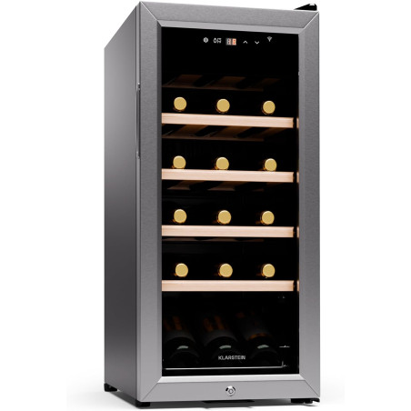 KLARSTEIN Cave a Vin, Caves à Vin de Conservation de 50L, Porte en Verre, Cave a Vins à Zone Unique, Bar Int/Ext, Frigo Vin, Arm