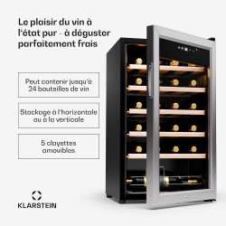 Klarstein Shiraz Refroidisseur de vin sur pied pour bouteilles de vin, prosecco et bière, pavé tactile, réfrigérateur de bar int