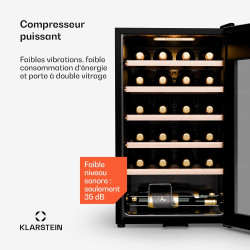 Klarstein Shiraz Refroidisseur de vin sur pied pour bouteilles de vin, prosecco et bière, pavé tactile, réfrigérateur de bar int