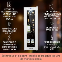 KLARSTEIN Refroidisseur de vin sur pied, réfrigérateurs à zone unique de 32 L, réfrigérateur de vin prosecco et bouteilles de bi