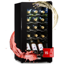 Klarstein Cave a Vin sur Pieds, Caves à Vin de 44L avec une Porte en Verre, Cave a Vins à Zone Unique, Bar Intérieur/Extérieur, 
