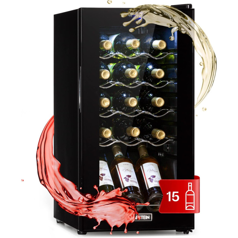 Klarstein Cave a Vin sur Pieds, Caves à Vin de 44L avec une Porte en Verre, Cave a Vins à Zone Unique, Bar Intérieur/Extérieur, 