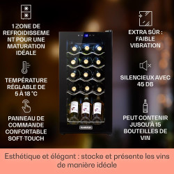 Klarstein Cave a Vin sur Pieds, Caves à Vin de 44L avec une Porte en Verre, Cave a Vins à Zone Unique, Bar Intérieur/Extérieur, 