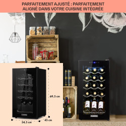 Klarstein Cave a Vin sur Pieds, Caves à Vin de 44L avec une Porte en Verre, Cave a Vins à Zone Unique, Bar Intérieur/Extérieur, 