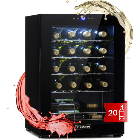 Klarstein Cave a Vin sur Pieds, Caves à Vin de 53L avec une Porte en Verre, Cave a Vins à Zone Unique, Bar Intérieur/Extérieur, 