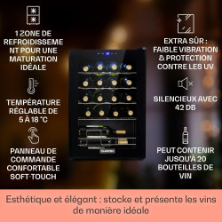Klarstein Cave a Vin sur Pieds, Caves à Vin de 53L avec une Porte en Verre, Cave a Vins à Zone Unique, Bar Intérieur/Extérieur, 