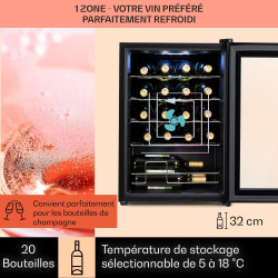 Klarstein Cave a Vin sur Pieds, Caves à Vin de 53L avec une Porte en Verre, Cave a Vins à Zone Unique, Bar Intérieur/Extérieur, 