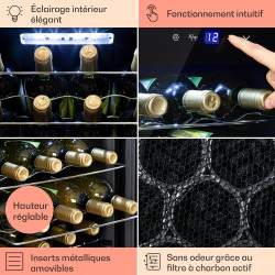 Klarstein Cave a Vin sur Pieds, Caves à Vin de 53L avec une Porte en Verre, Cave a Vins à Zone Unique, Bar Intérieur/Extérieur, 